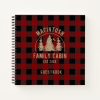 Rustic Red Buffalo Plaid Woods Guest Book