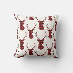 Rustic Red Buffalo Stags Throw Pillow