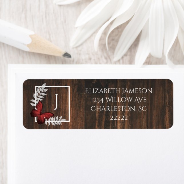 Rustic Red Butterfly Label (Insitu)