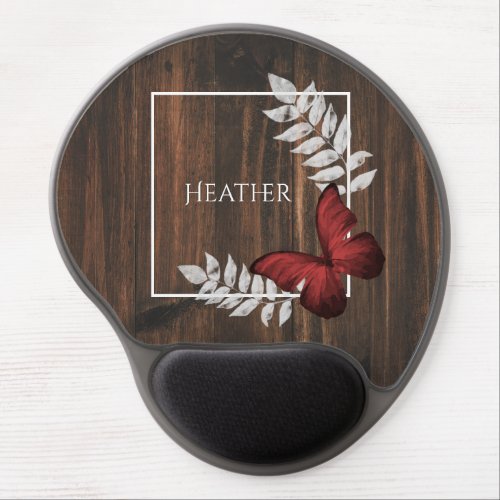 Rustic Red Butterfly Personalized Gel Mouse Pad