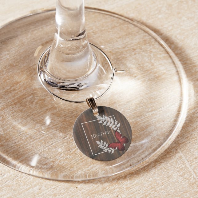 Rustic Red Butterfly Wine Charm (In Situ)