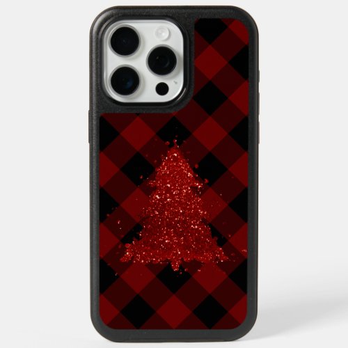 Rustic Red Christmas Tree Modern Buffalo Plaid iPhone 15 Pro Max Case