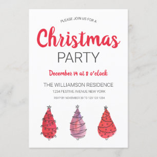 Rustic Red Christmas Trees Invitation
