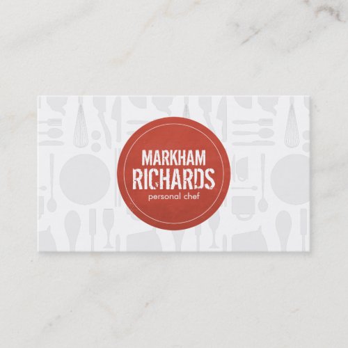 Rustic Red Circle Logo for Chef, Catering, Bakery Business Card