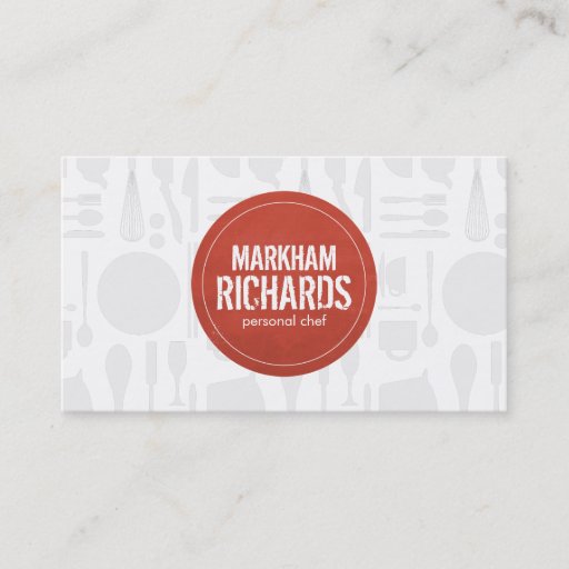 Customizable Rustic Red Circle Logo for Chef, Catering, Bakery Business Card