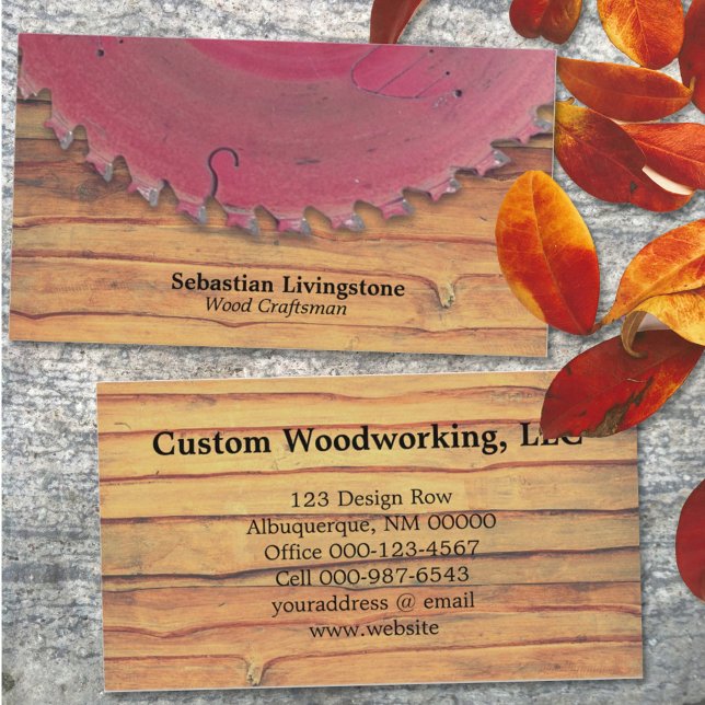 Rustic Red Circular Saw Woodworking Profession Business Card (Creator Uploaded)