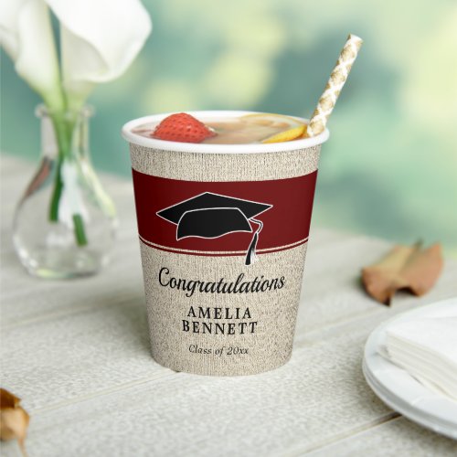 Rustic Red Congratulations Graduate Cap Graduation Paper Cups