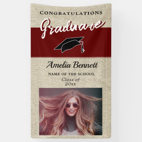 Rustic Red Congratulations Graduation Party Photo Banner