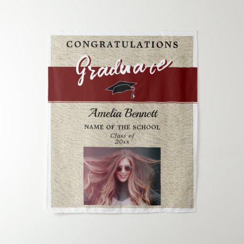 Rustic Red Congratulations Graduation Party Photo Tapestry
