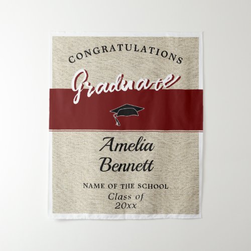 Rustic Red Congratulations Graduation Party  Tapestry
