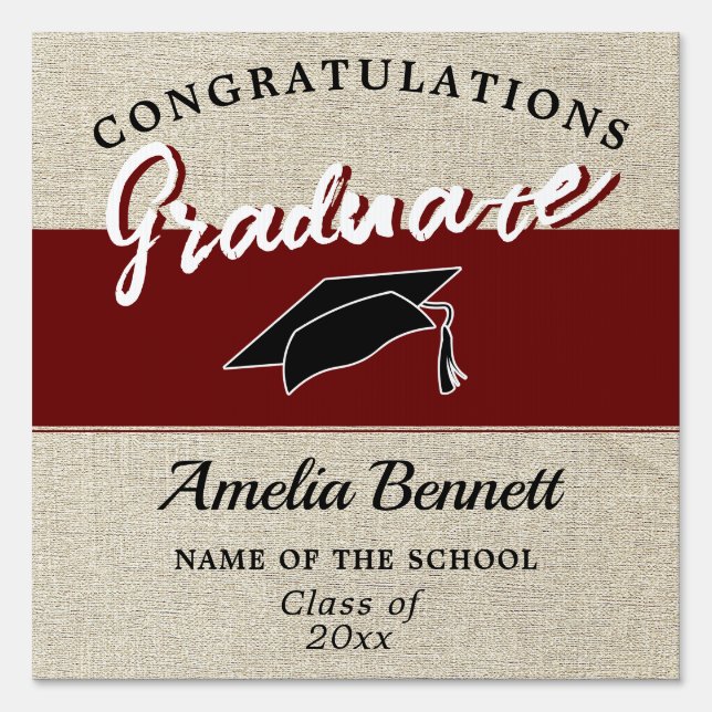 Rustic Red Congratulations Graduation Photo Sign (Back)