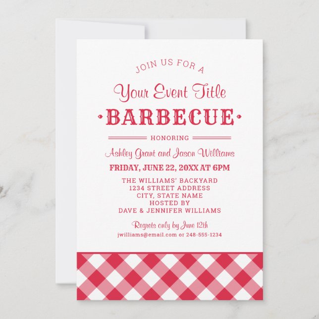 Rustic Red Custom Backyard Barbecue Party Invitation (Front)