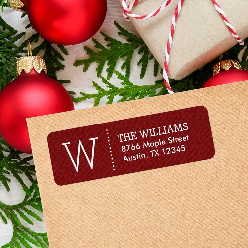 Rustic Red Custom Monogram Return Address Label