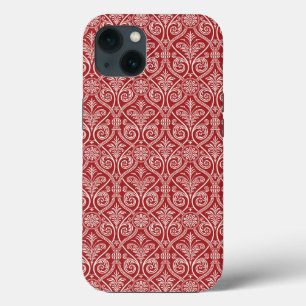 Rustic Red Damask Pattern Vintage Antique iPhone 13 Case