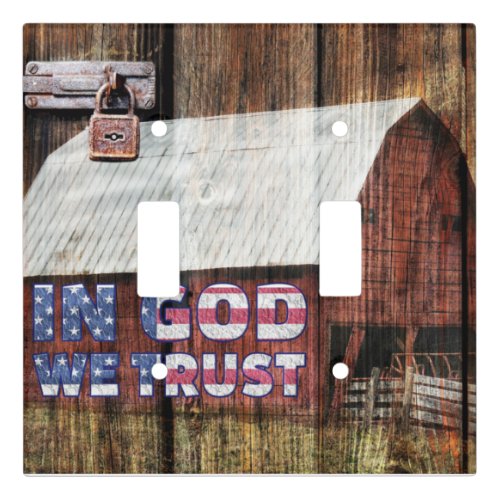 Rustic Red faded Barn With Latch In God We Trust Light Switch Cover