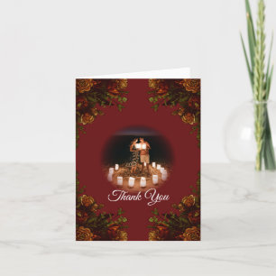 Rustic Red Fall Elegant Gothic Wedding Letterpress Thank You Card