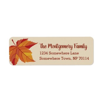 Rustic Red Fall Leaf & Family Name Label by GrudaHomeDecor at Zazzle