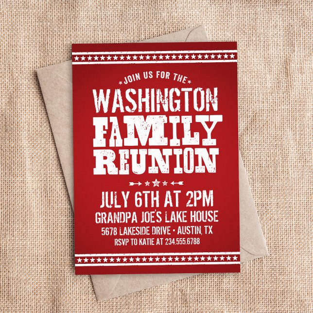 Rustic Red Family Reunion Invitations (Creator Uploaded)