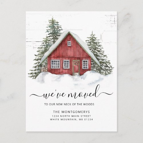 Rustic Red Farmhouse Neck of the Woods Moving Announcement Postcard