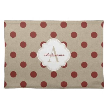 Rustic Red Faux Burlap Polka Dot Pattern Placemat by Letsrendevoo at Zazzle