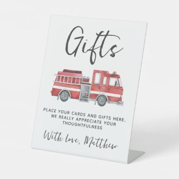 Rustic Red Firetruck Birthday Gift And Card Sign by PerfectPrintableCo at Zazzle