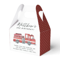 Rustic Red Firetruck Birthday Party Favor Box