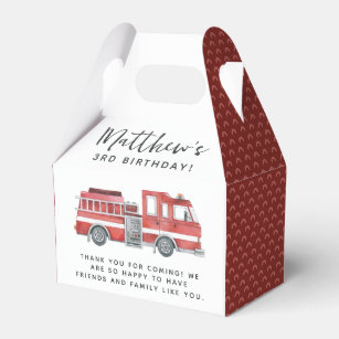 Rustic Red Firetruck Birthday Party Favor Box