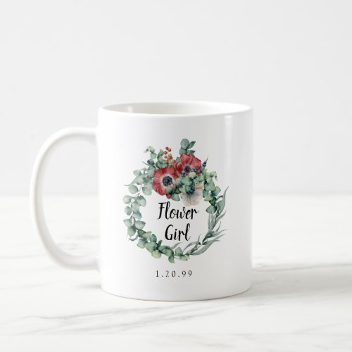 Rustic Red Floral Eucalyptus Flower Girl Coffee Mug