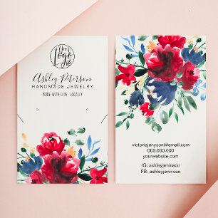Rustic red floral logo jewelry earring necklace business card