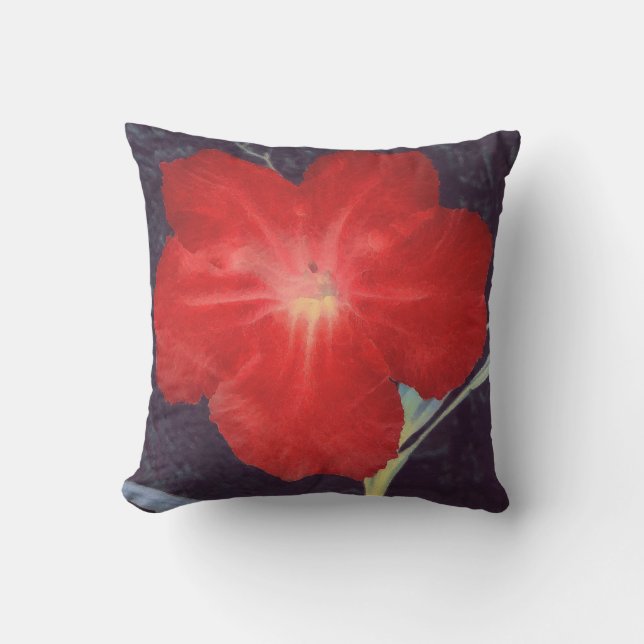 Rustic Red Flower Face Throw Pillow (Front)