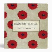 Rustic Red  Flowers Pattern Binder (Front)