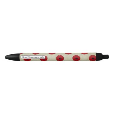 Rustic Red  Flowers Pattern Black Ink Pen