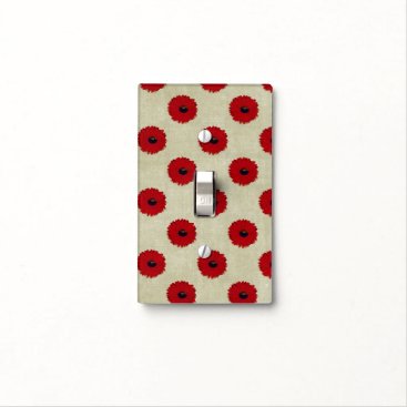 Rustic Red  Flowers Pattern Light Switch Cover