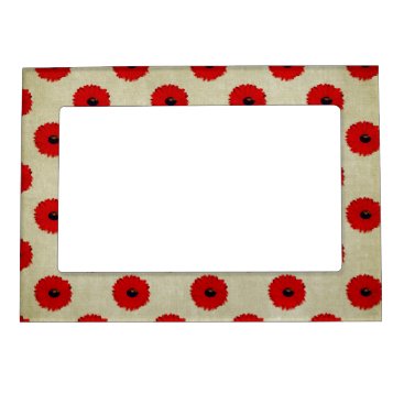 Rustic Red  Flowers Pattern Magnetic Picture Frame