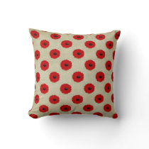 Rustic Red  Flowers Pattern Throw Pillow
