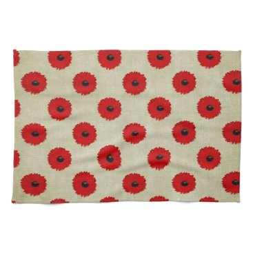 Rustic Red  Flowers Pattern Towel