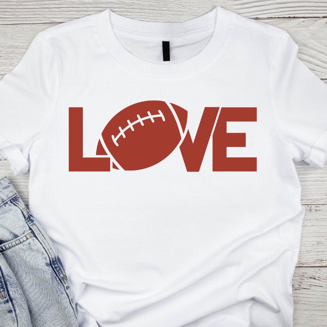 Rustic Red Football Love Text Graphic T-Shirt (Creator Uploaded)
