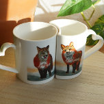 Rustic Red foxes, Personalized Couple's Names Coffee Mug Set<br><div class="desc">His and Her foxy heart shaped, personalized coffee mugs is perfect for a unique quote / saying, or funny message. Easily add a name or monogram. Red, gold, evergreen watercolor is perfect for a Valentines, wedding, birthday, newlyweds, or anniversary gift. Cute red fox coffee mugs are versatile for rustic, forest,...</div>