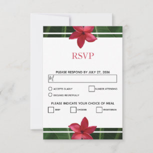 Rustic Red Frangipani Plumeria RSVP Cards