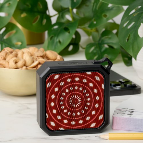 Rustic Red Geometric Sunburst Abstract Art Bluetooth Speaker