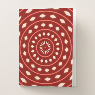 Rustic Red Geometric Sunburst Abstract Art Pocket Folder
