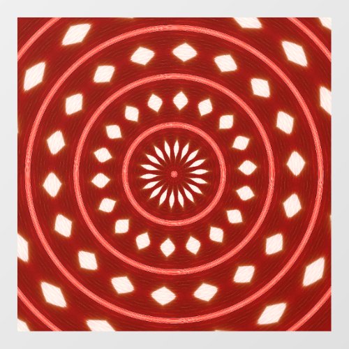 Rustic Red Geometric Sunburst Abstract Art Wall Decal