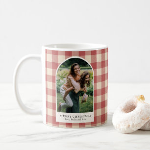 Rustic Red Gingham Arch Photo Modern Christmas Coffee Mug