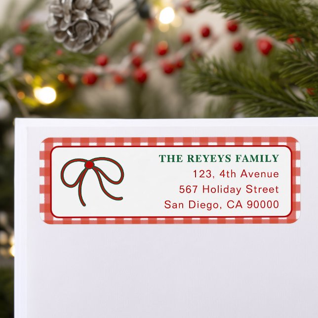 Rustic Red Gingham Christmas Return Address Label (Creator Uploaded)