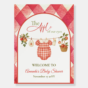 Rustic Red Gingham Clothesline Apple Baby Shower Foam Board