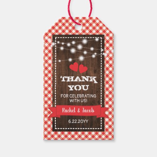 Rustic Red Gingham Engagement Party Wedding Shower Gift Tags