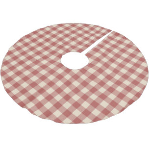 Rustic Red Gingham Modern Christmas Brushed Polyester Tree Skirt