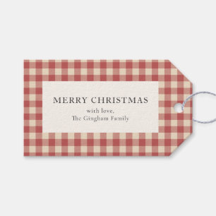 Rustic Red Gingham Modern Christmas Gift Tags