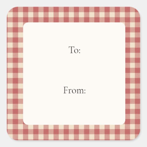 Rustic Red Gingham Modern Christmas Square Sticker