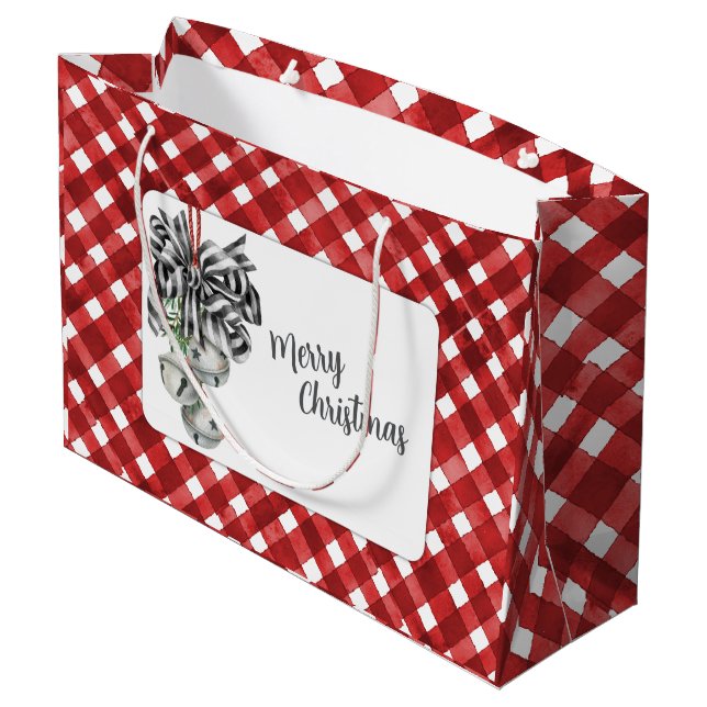 Rustic Red Gingham Noël Large Gift Bag (Back Angled)